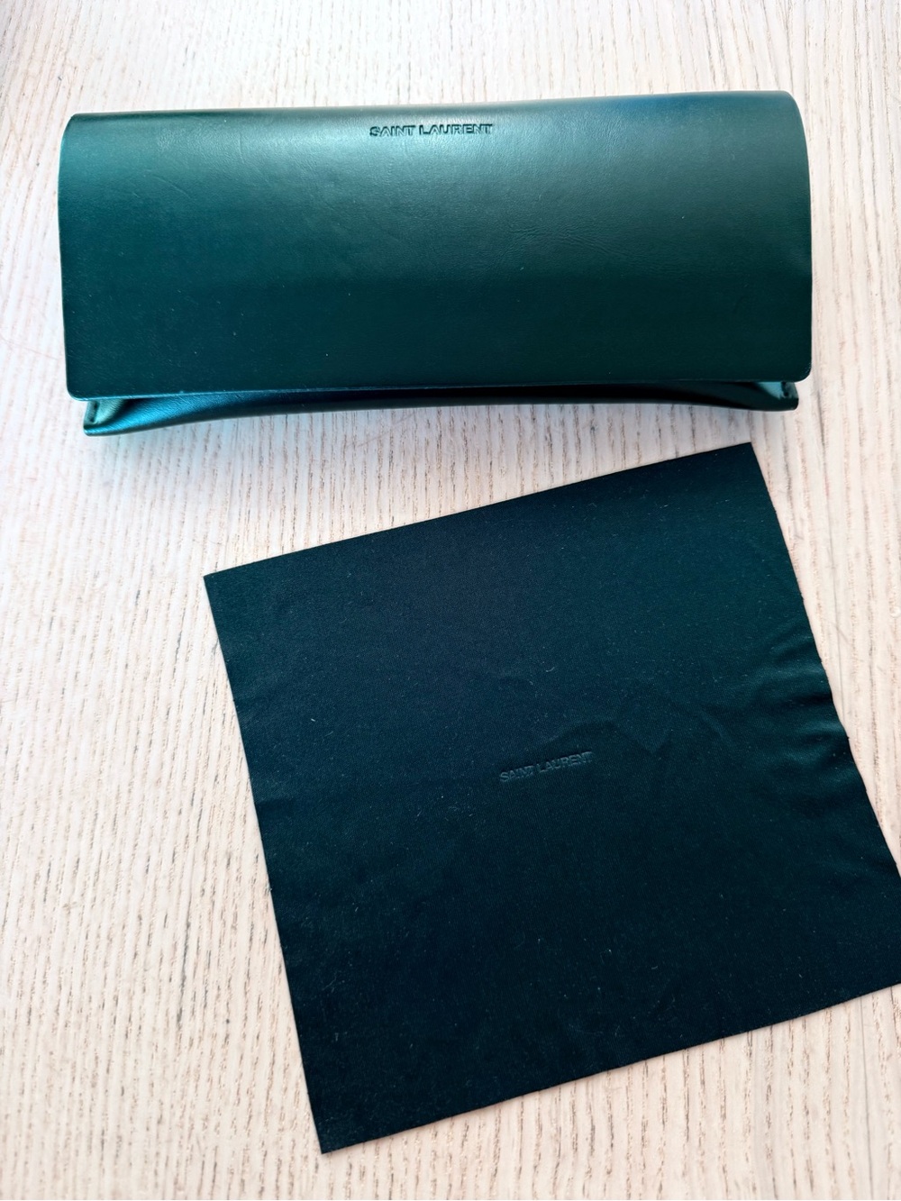 SAINT LAURENT YSL leather eyeglass sunglass case and cleaning cloth ONLY